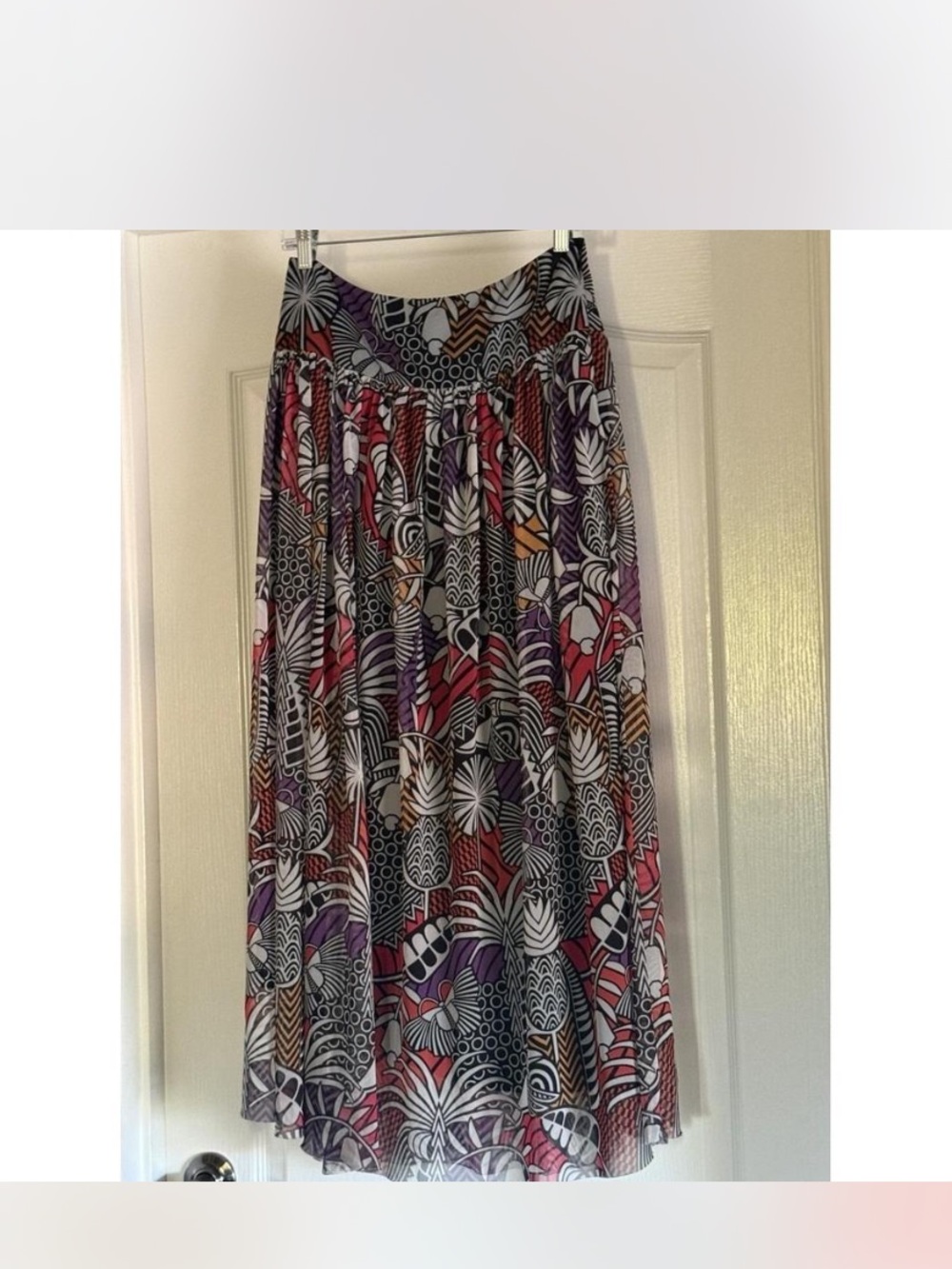 Farm Rio Anthropologie Black Waistband Floral Wave Maxi Skirt - Picture 5 of 9